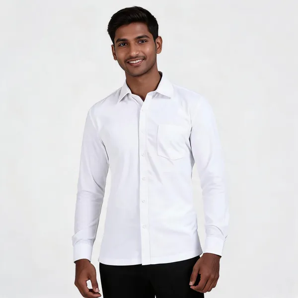 White_Wrinkle_Free_Polyester__Shirt_For_Men