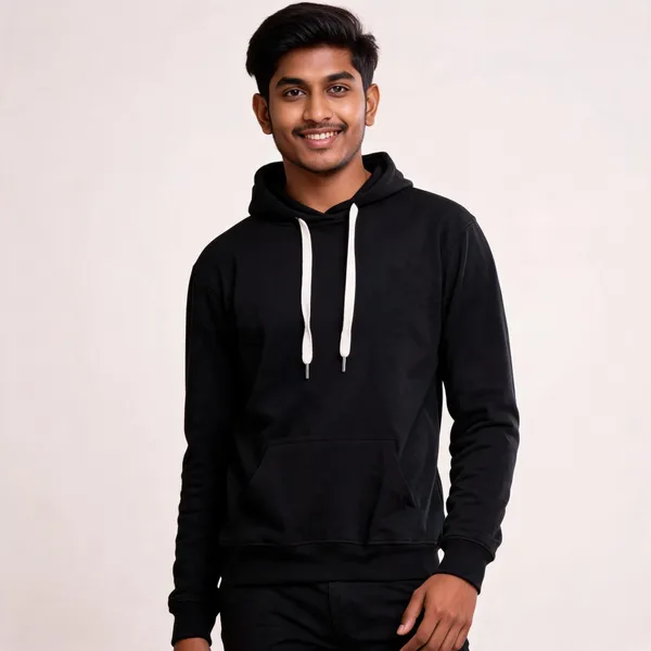 Black_Recycled_Cotton_Pullover_Hoodie_For_Men