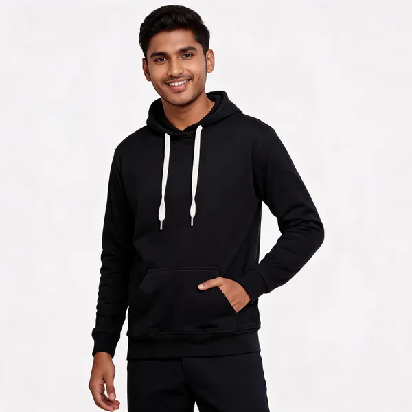 Black_Recycled_Cotton_Pullover_Hoodie_For_Men