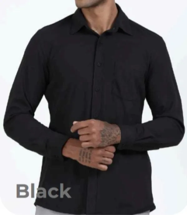 Black_Wrinkle_Free_Polyester__Casual_Shirt_For_Men