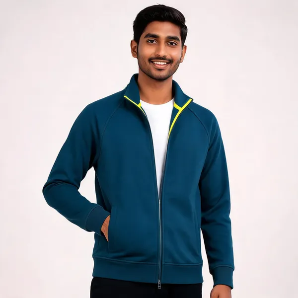 Navy_Polyester_Full-Zip_Stand_Collar_Jacket_For_Men