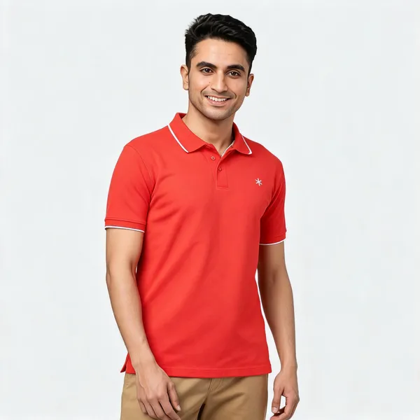 Red_Recycled_Cotton_Classic_Polo_T-Shirt_For_Men