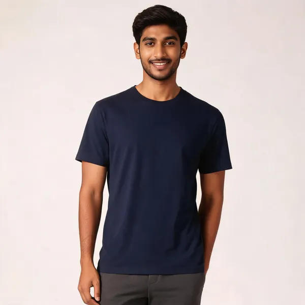 Navy_Pure_Cotton_Crew_Neck_T-Shirt_For_Men