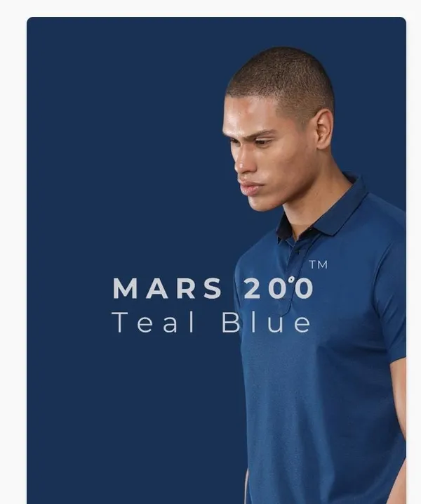 Teal_Blue_Polyester__Polo_T-Shirt_For_Men