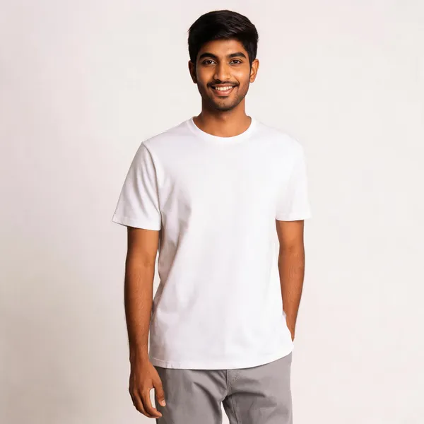 White_Recycled_Cotton_Regular_Fit_Crew_Neck_T-Shirt_For_Men