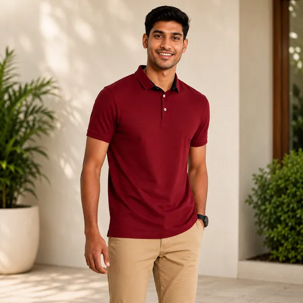 French_Wine_Polyester__Polo_T-Shirt_For_Men