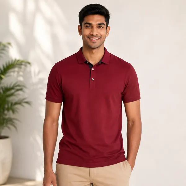 French_Wine_Polyester__Polo_T-Shirt_For_Men