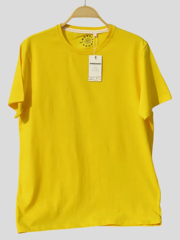 Yellow_Pure_Cotton_T-Shirt_For_Men