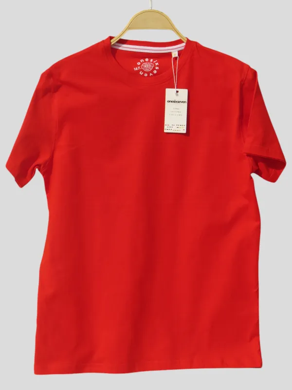 Red_Pure_Cotton_T-Shirt_For_Men