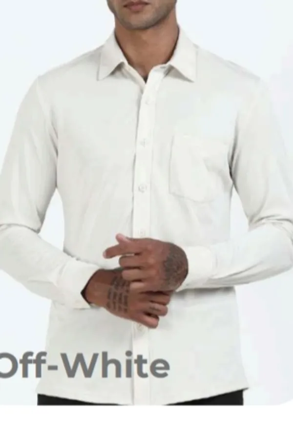 Off-White_Wrinkle_Free_Polyester__Casual_Shirt_For_Men