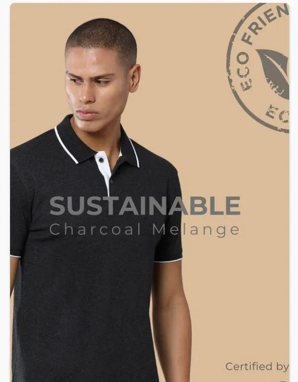 Charcoal_Melange_Recycled_Cotton_Polo_T-Shirt_For_Men
