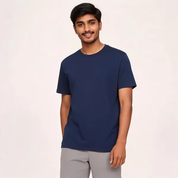 Navy_Polyester_Crew_Neck_T-Shirt_For_Men