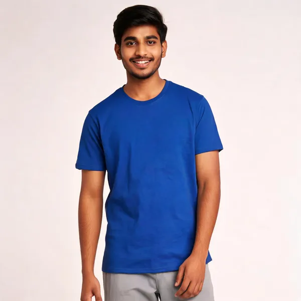 Blue_Recycled_Cotton_Regular_Fit_Crew_Neck_T-Shirt_For_Men