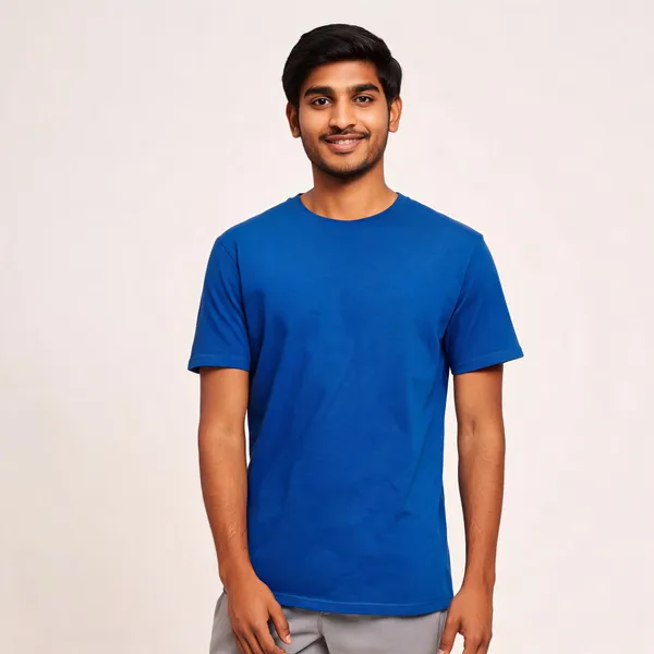 Blue_Recycled_Cotton_Regular_Fit_Crew_Neck_T-Shirt_For_Men