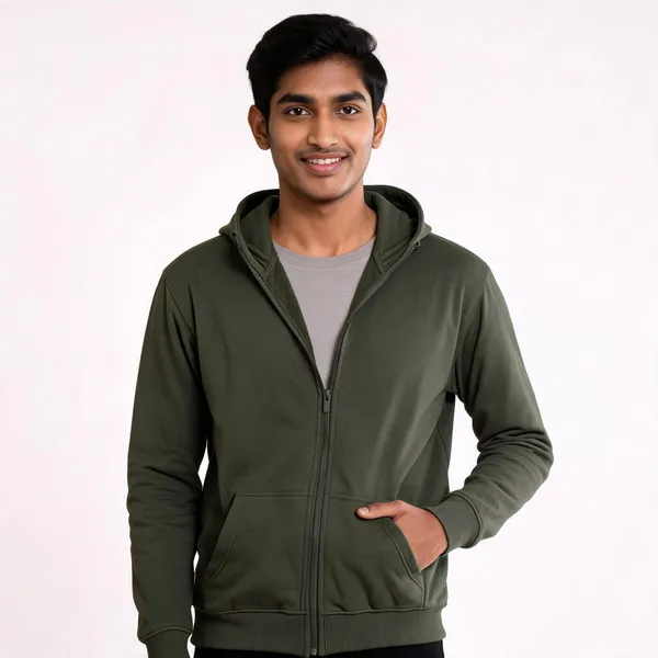 Olive_Green_Recycled_Cotton_Hooded_Zip_Jacket_For_Men