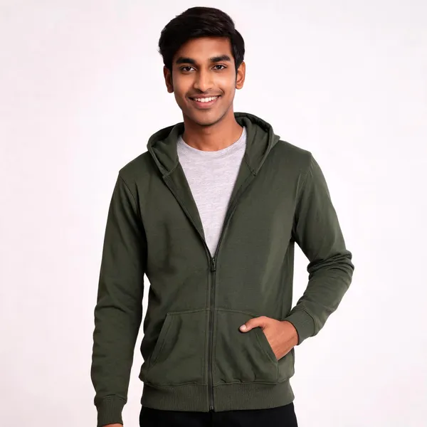 Olive_Green_Recycled_Cotton_Hooded_Zip_Jacket_For_Men