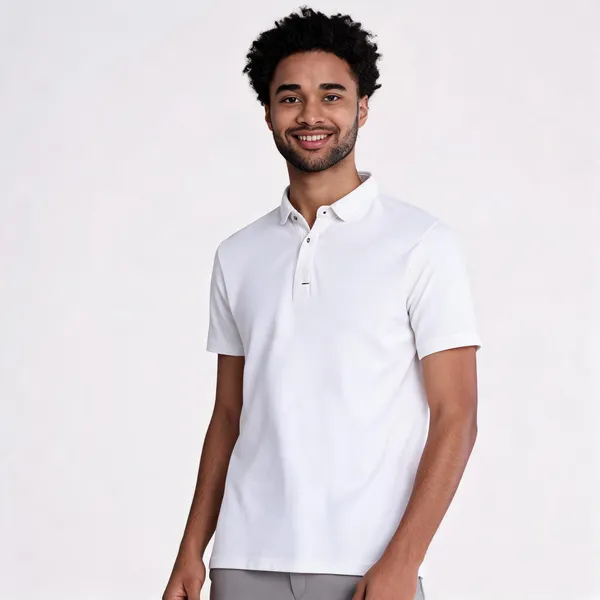 Ivory_White_Polyester_Short_Sleeve_Polo_T-Shirt_For_Men