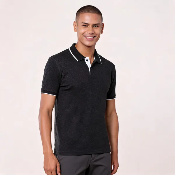 Charcoal_Melange_Recycled_Cotton_Classic_Polo_T-Shirt_For_Men