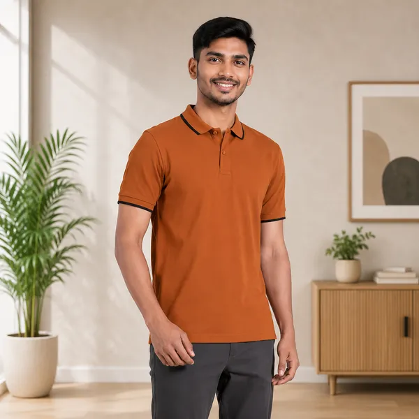Orange_Recycled_Cotton_Polo_T-Shirt_For_Men
