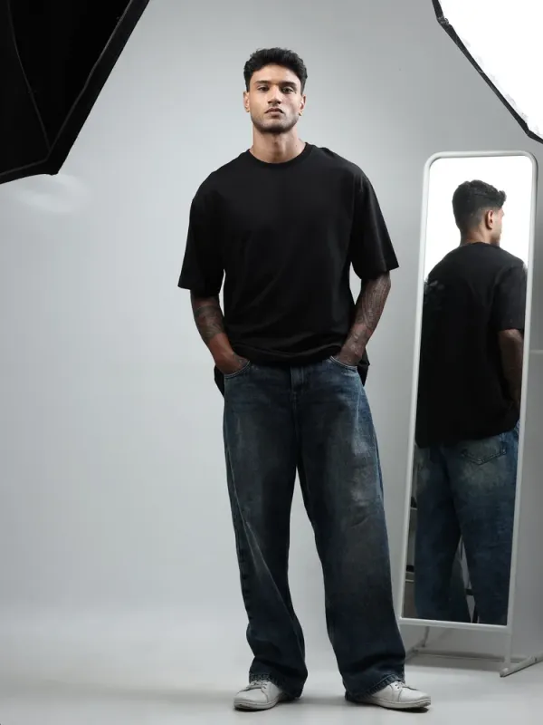 Black_Recycled_Cotton_Crew_Neck_T-Shirt_For_Men