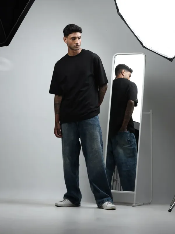 Black_Recycled_Cotton_Crew_Neck_T-Shirt_For_Men
