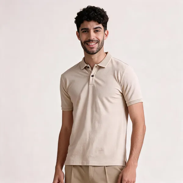 Sand_Beige_Recycled_Cotton_Polo_T-Shirt_For_Men