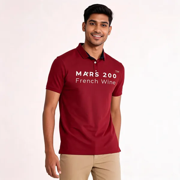 French_Wine_Polyester_Classic_Polo_T-Shirt_For_Men