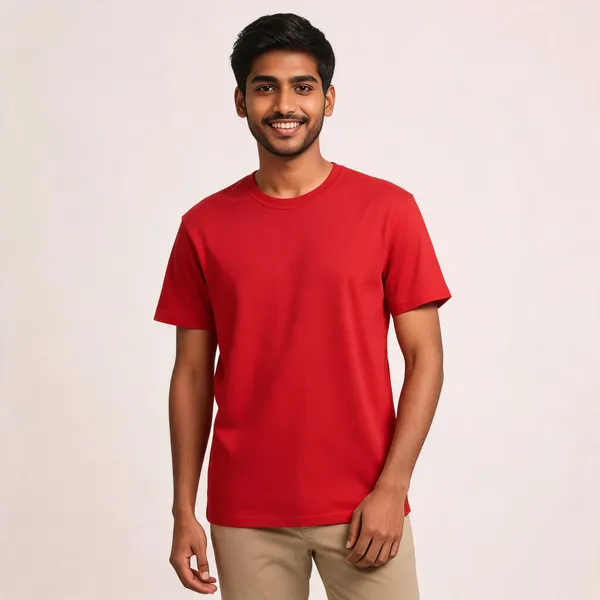 Red_Recycled_Cotton_Regular_Fit_Crew_Neck_T-Shirt_For_Men