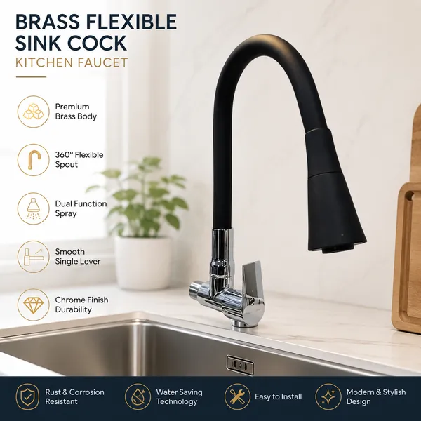 Brass_Flexible_Sink_Cock_Kitchen_Faucet