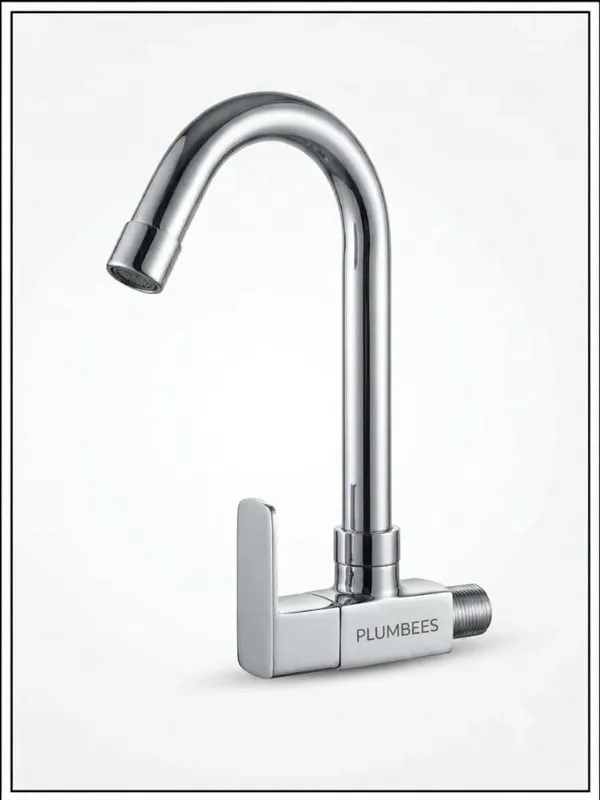 Plumbees_Heavy_Square_Kitchen_Sink_Cock_|_WALL_MOUNT_|_CHROME_FINISH