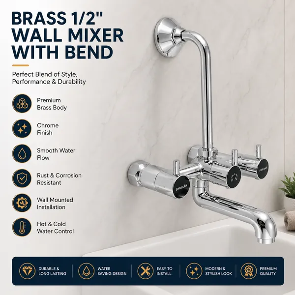 BRASS_1/2"_WALL_MIXER_WITH_BEND
