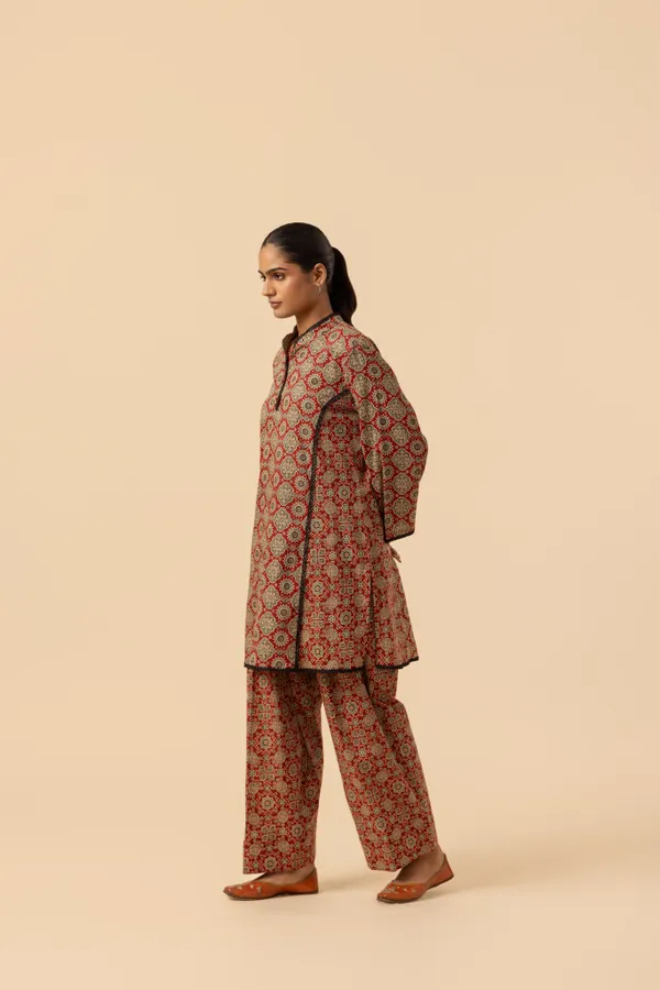 Rustic_Latticework_Ajrakh_Printed_Farshi_Coord_Set