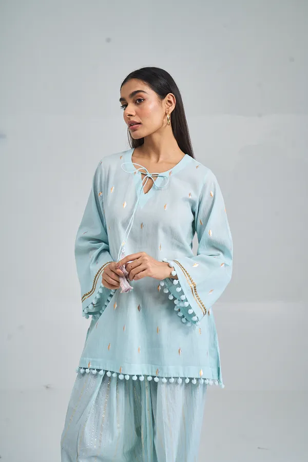 ICE_BLUE_AQUA_BLOOM_FARSHI_CO-ORD_SET