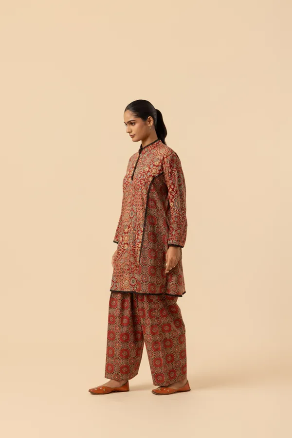 Maroon_Mandala_Ajrakh_Printed_Farshi_Coord_Set