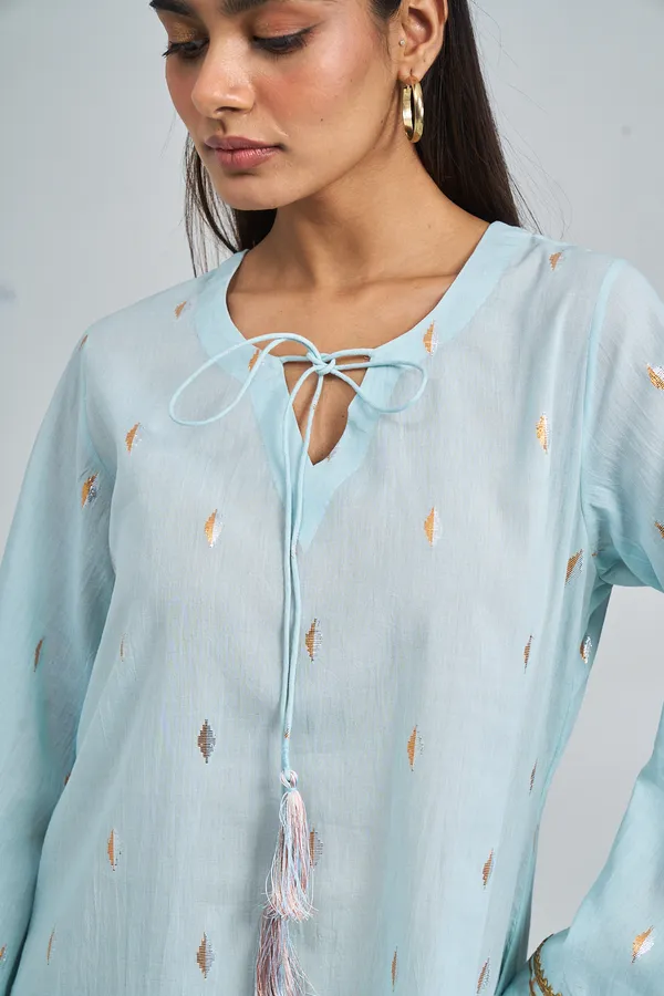 ICE_BLUE_AQUA_BLOOM_FARSHI_CO-ORD_SET