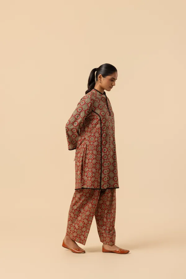 Rustic_Latticework_Ajrakh_Printed_Farshi_Coord_Set