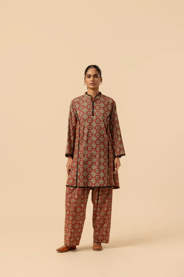 Rustic_Latticework_Ajrakh_Printed_Farshi_Coord_Set