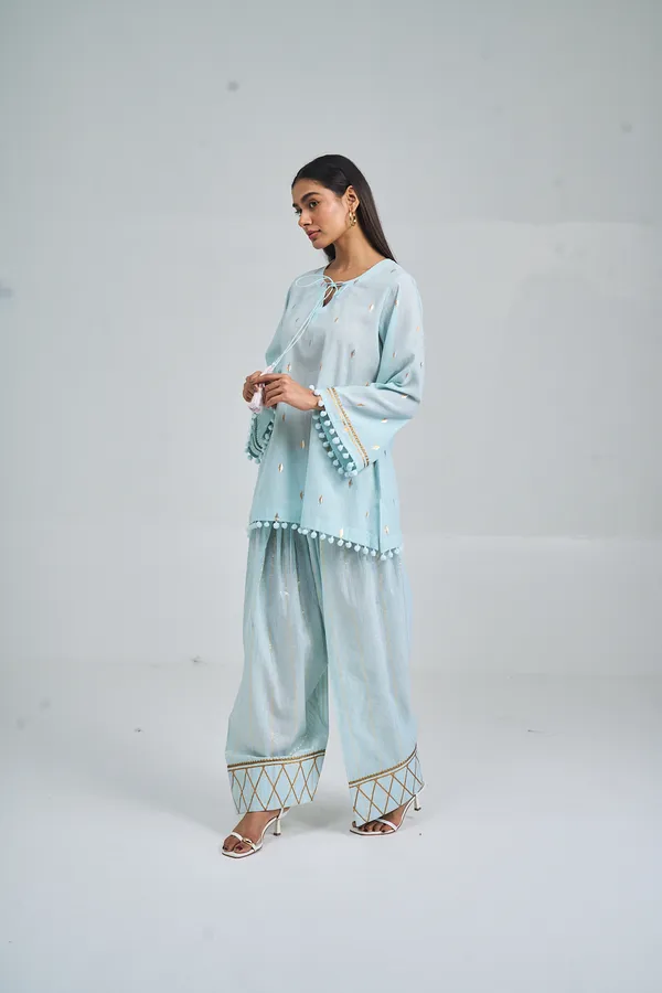 ICE_BLUE_AQUA_BLOOM_FARSHI_CO-ORD_SET