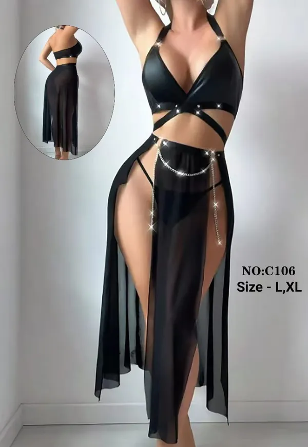 Black_Sheer_Cut-Out_Skirt_Set_For_Women