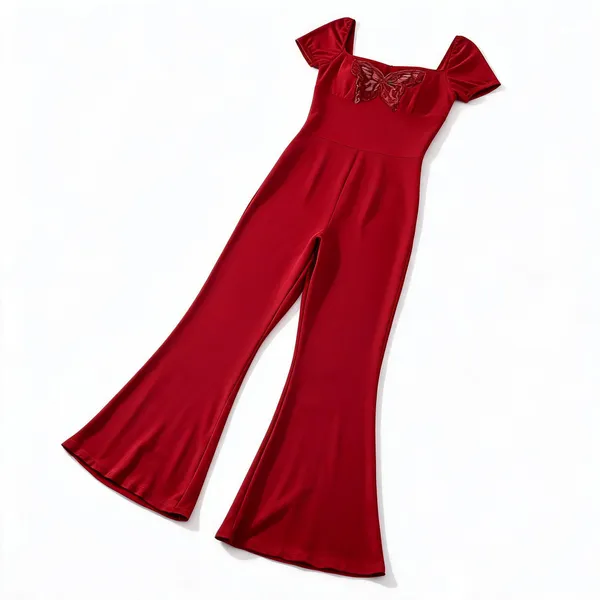 Red_Soft_Malai_Lace_Detail_Flared_Jumpsuit_For_Women