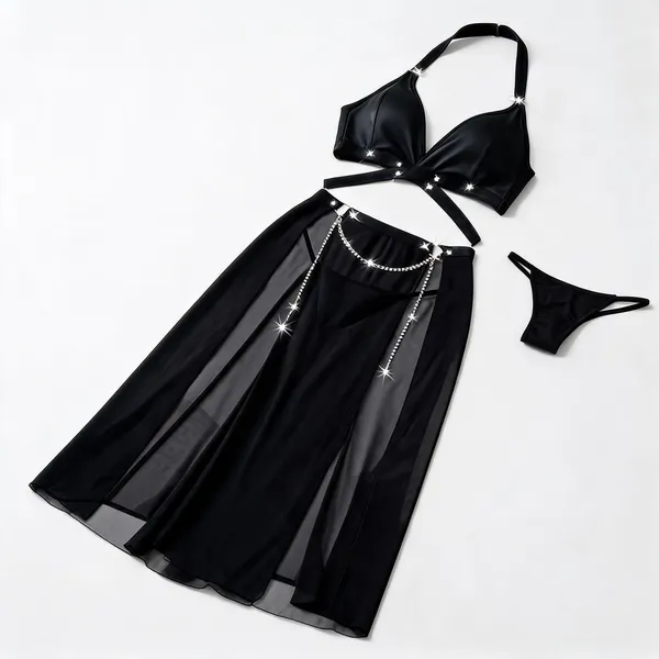 Black_Sheer_Cut-Out_Skirt_Set_For_Women