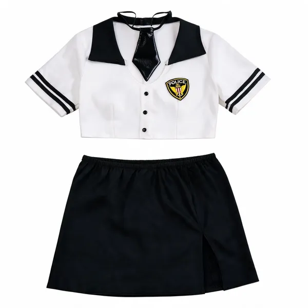 White_Soft_Fabric_Police_Costume_Set_For_Women