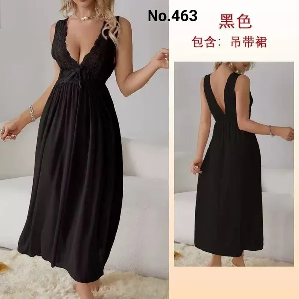 Black_Malai_Sleeveless_Gathered_Waist_Long_Dress_For_Women
