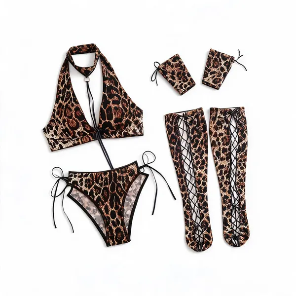 Brown_Lace_Halter_Lingerie_Set_For_Women