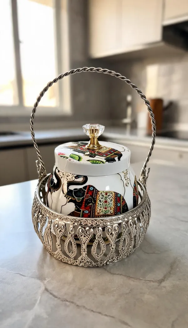 German_Silver_Tray_And_1_Container_-_Elephant_Theme