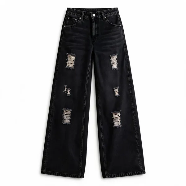Black_Denim_Wide_Leg_Distressed_Jeans_For_Women