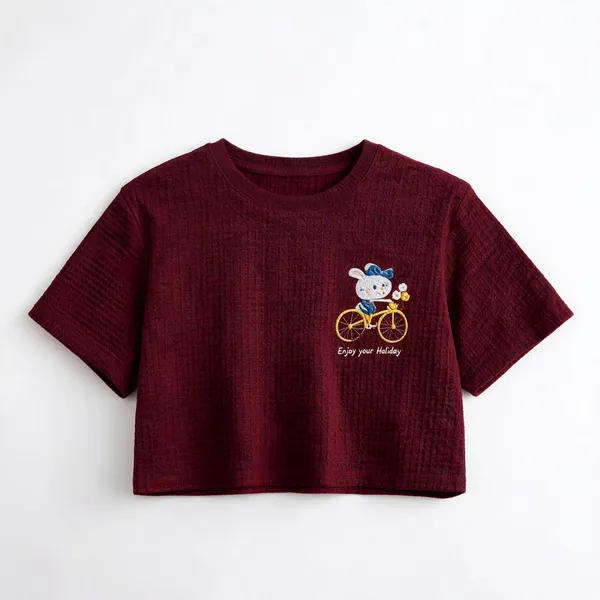 Maroon_Jacquard_Waffle_Texture_Cropped_Crop_Top_For_Women