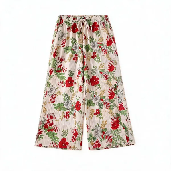 White_Cotton_Floral_Print_Wide_Leg_Palazzo_Pants_For_Women