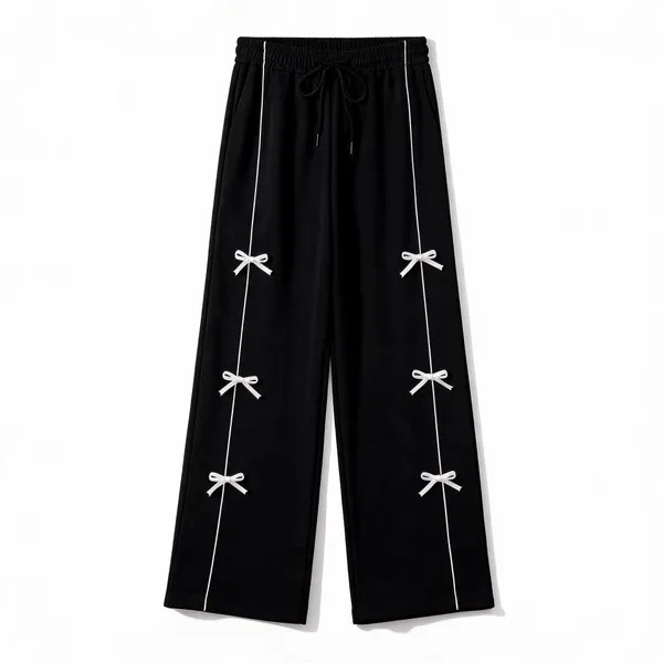 Black_Cotton_Wide_Leg_Drawstring_Pants_For_Women