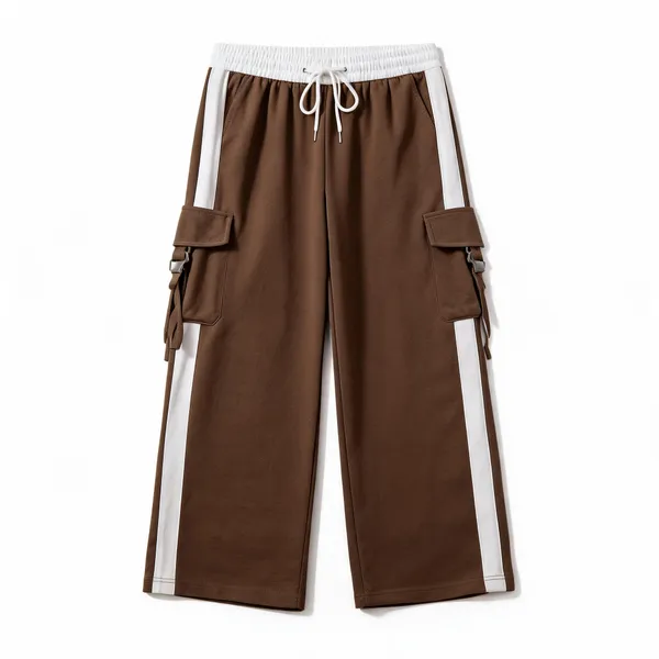 Brown_Cotton_Wide_Leg_Striped_Night_Pant_For_Women